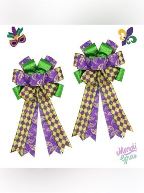 Mardi Gras Purple & Green Harlequin Bows